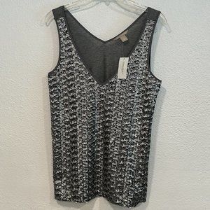 Banana Republic Black and Silver Sequin Tank Top